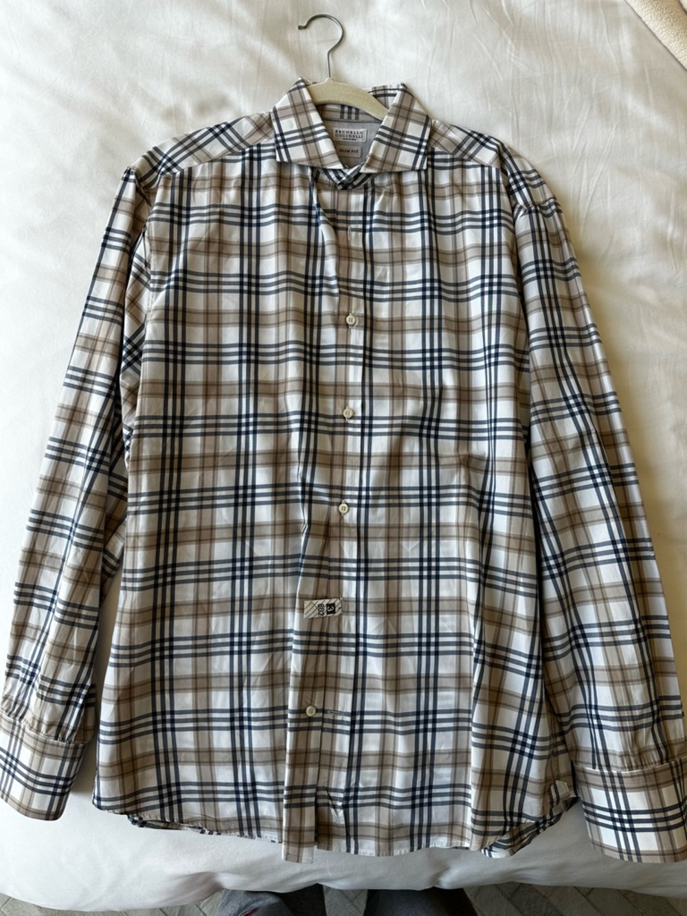 Brunello Cucinelli Men's Plaid Button-Up Shirt - Beige & Black